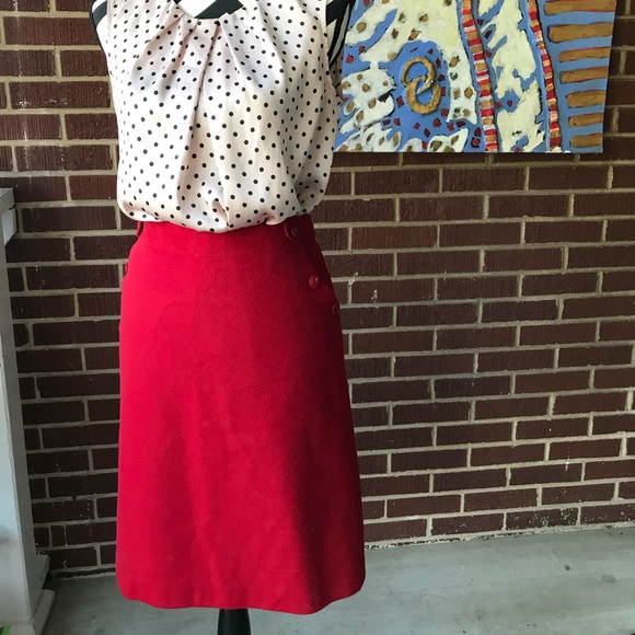 J. Crew Wool Blend dark Red Skirt - Picture 6 of 7
